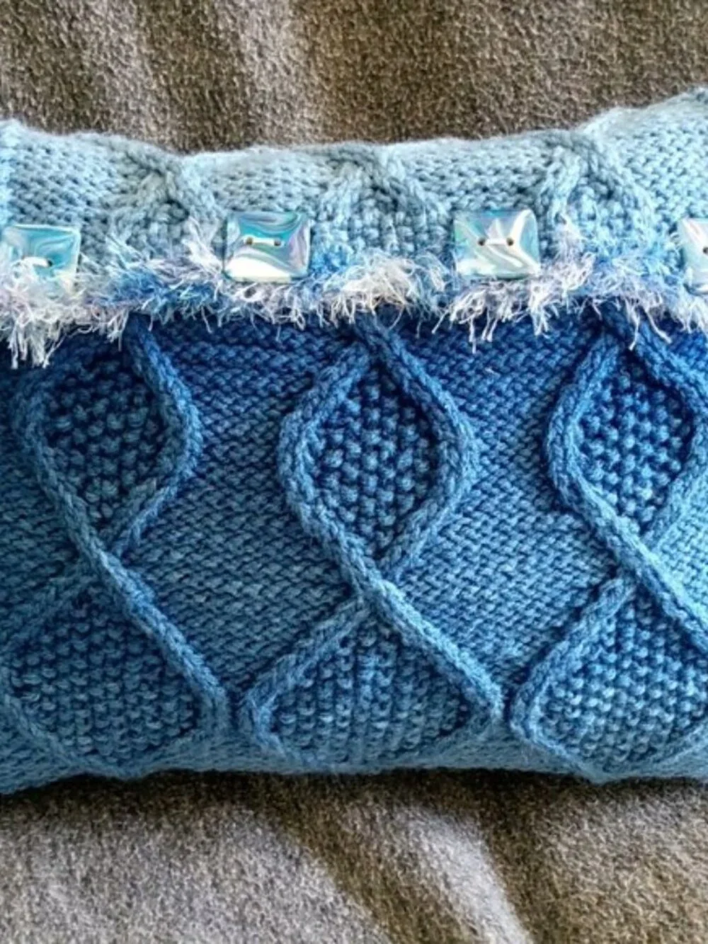 Hand Crafted Knit Pillow Ombre Cable Designer Throw Home Decor Cerulean …